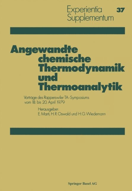 Wiedemann, Oswald, Marti - Angewandte chemische Thermodynamik und Thermoanalytik, E-bok