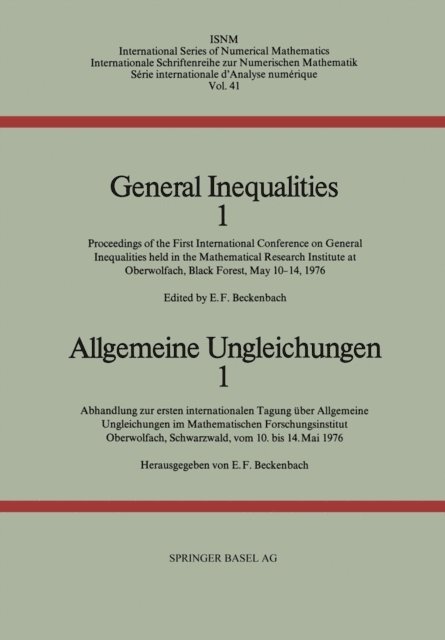 BECKENBACH - General Inequalities 1 / Allgemeine Ungleichungen 1, E-bok