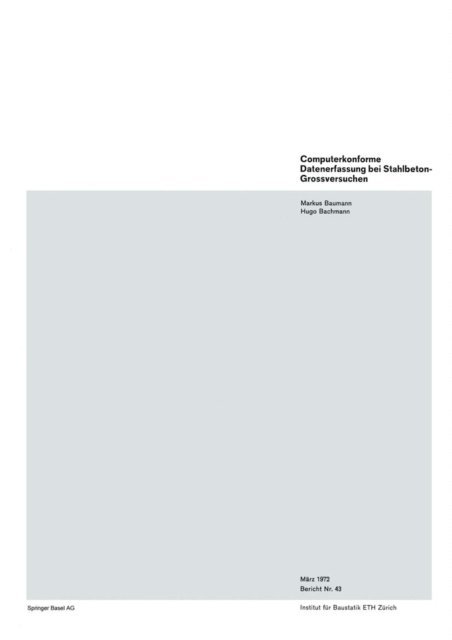 M. Baumann - Computerkonforme Datenerfassung bei Stahlbeton-Großversuchen, E-bok