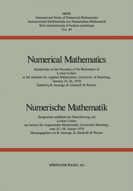 WERNER, GLASHOFF, ANSORGE - Numerical Mathematics / Numerische Mathematik, E-bok