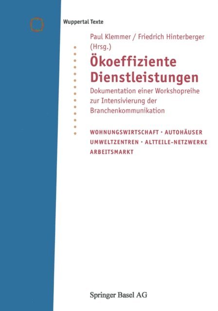 Friedrich Hinterberger, Paul Klemmer - Ökoeffiziente Dienstleistungen, E-bok