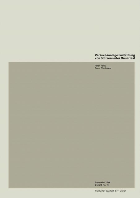 Thurlimann, P. Ramu - Versuchsanlage zur Prüfung von Stützen unter Dauerlast, E-bok