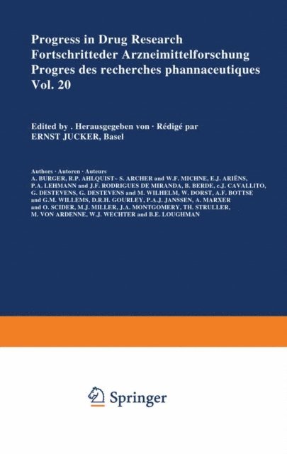 JUCKER - Progress in Drug Research/Fortschritte der Arzneimittelforschung/Progres des recherches pharmaceutiques, E-bok