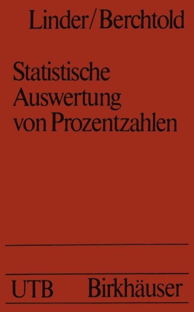 BERCHTOLD, LINDER - Statistische Auswertung von Prozentzahlen, E-bok
