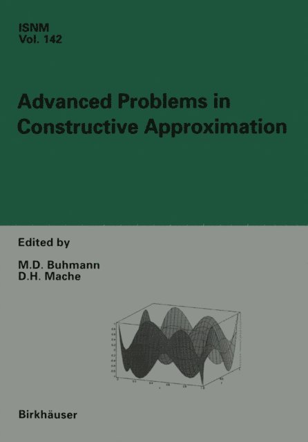 Detlef Mache, Martin D. Buhmann - Advanced Problems in Constructive Approximation, E-bok