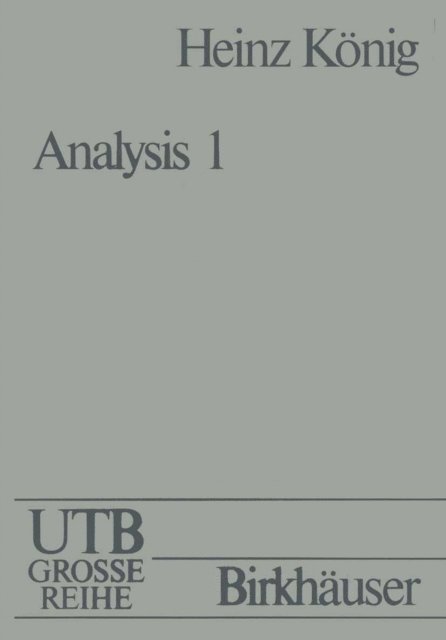 KONIG - Analysis I, E-bok