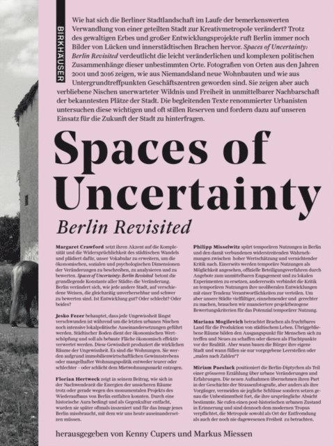 Markus Miessen, Kenny Cupers - Spaces of Uncertainty - Berlin revisited, E-bok