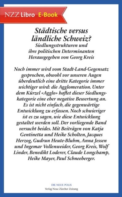Georg Kreis - Städtische versus ländliche Schweiz?, E-bok