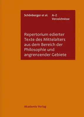 Rolf Schönberger, Andrés Quero Sánchez - Repertorium Edierter Texte Des Mittelalters Aus Dem Bereich Der Philosophie Und Angrenzender Gebiete, Inbunden. Tillgänglighet: Tillfälligt slut