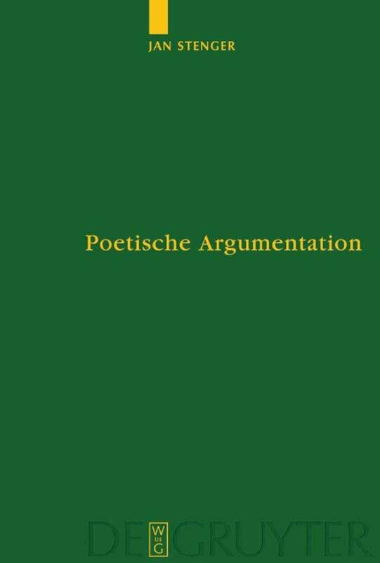 Jan Stenger - Poetische Argumentation, Inbunden