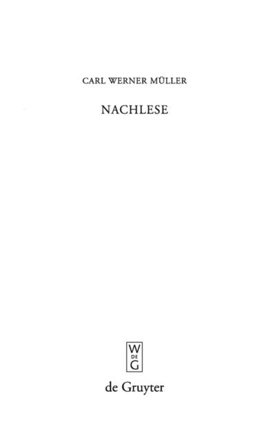 Carl Werner Muller - Nachlese, E-bok