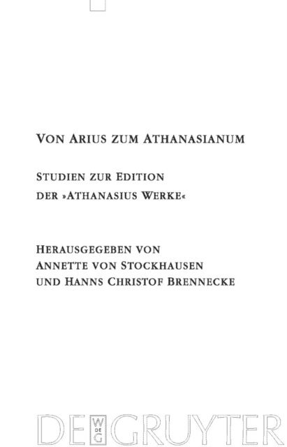 Hanns Christof Brennecke, Annette von Stockhausen - Von Arius zum Athanasianum, E-bok