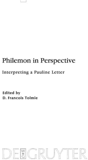 D. Francois Tolmie - Philemon in Perspective, E-bok