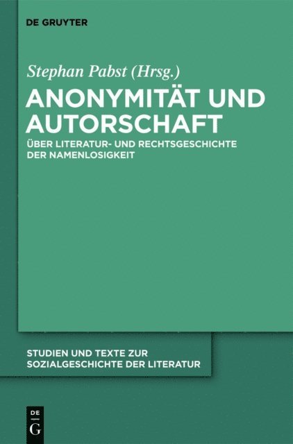 Stephan Pabst - Anonymität und Autorschaft, E-bok