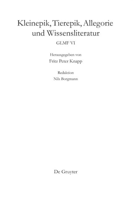 Fritz Peter Knapp - Kleinepik, Tierepik, Allegorie und Wissensliteratur, E-bok