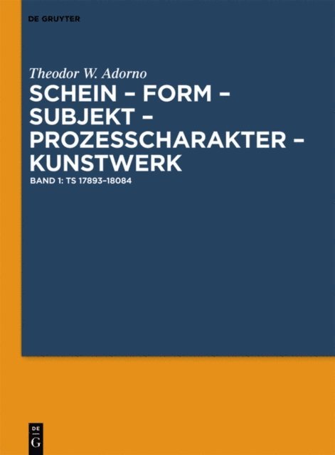 Theodor W. Adorno, Claus Zittel, Axel Pichler, Martin Endres - Ts 17893–18084, E-bok