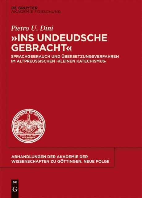 Pietro U. Dini - "ins undeudsche gebracht", E-bok