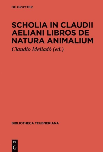 Claudio Meliado - Scholia in Claudii Aeliani libros de natura animalium, E-bok