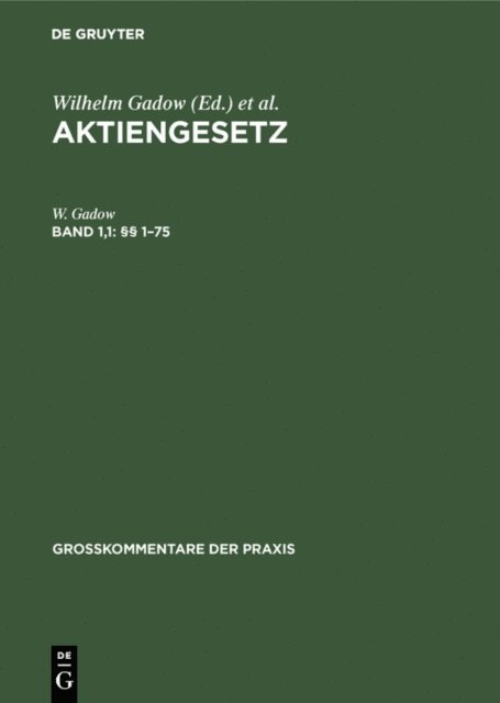 W. Gadow, Carl Hans Barz - §§ 1–75, E-bok