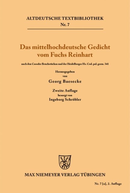 Heinrich, Ingeborg Schrobler, Georg Baesecke - Das mittelhochdeutsche Gedicht vom Fuchs Reinhart, E-bok