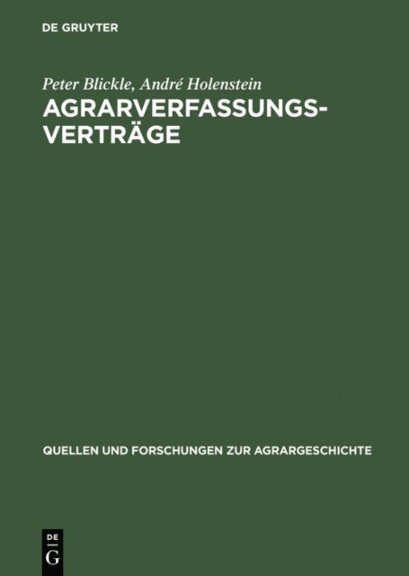 Andre Holenstein, Peter Blickle - Agrarverfassungsverträge, E-bok