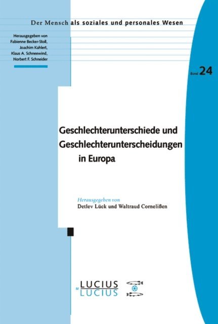 Waltraud Cornelien, Detlev Luck - Geschlechterunterschiede und Geschlechterunterscheidungen in Europa, E-bok