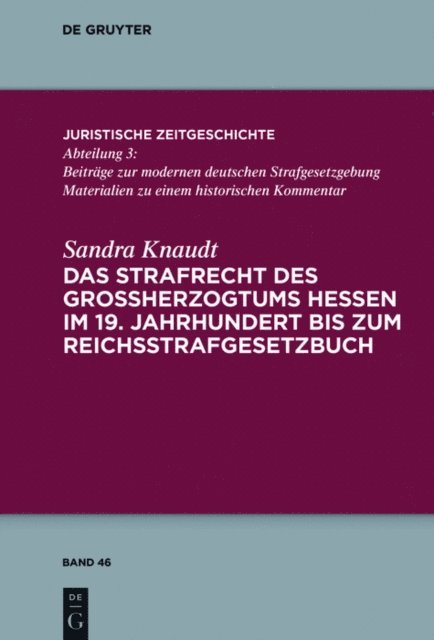 Sandra Knaudt - Das Strafrecht des Großherzogtums Hessen im 19. Jahrhundert bis zum Reichsstrafgesetzbuch, E-bok