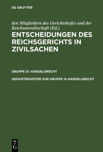 Erika Schimmelpfennig - Gesamtregister zur Gruppe III Handelsrecht, E-bok