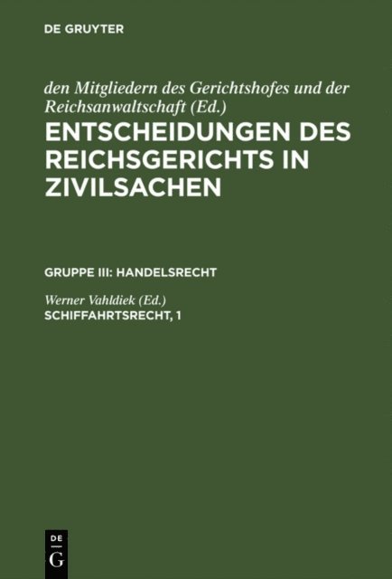 Werner Vahldiek - Schiffahrtsrecht, 1, E-bok