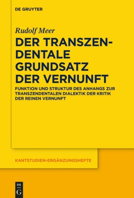 Rudolf Meer - Der transzendentale Grundsatz der Vernunft, E-bok