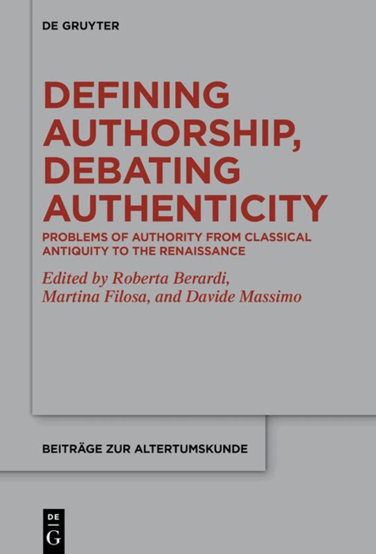Roberta Berardi, Martina Filosa, Davide Massimo - Defining Authorship, Debating Authenticity, Inbunden. Tillgänglighet: Lägg i varukorg