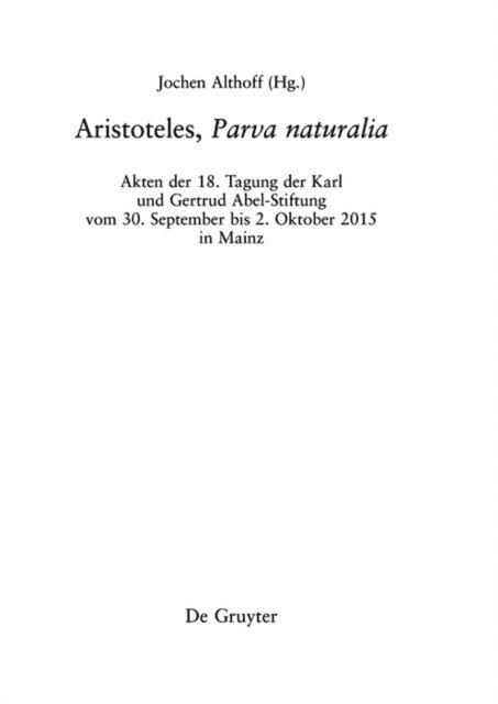Jochen Althoff - Aristoteles, ›Parva naturalia‹, E-bok