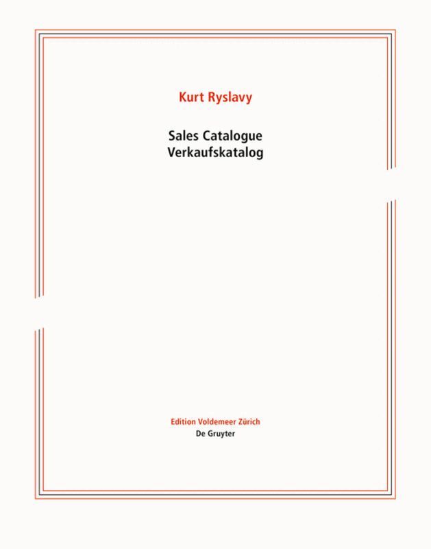 Kurt Ryslavy - Sales Catalogue / Verkaufskatalog, Häftad. Tillgänglighet: Tillfälligt slut