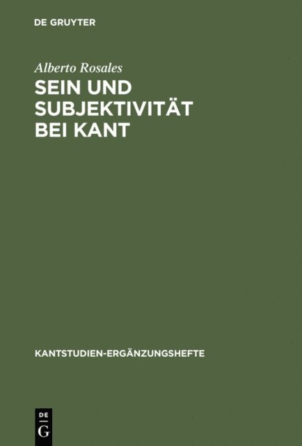 Alberto Rosales - Sein und Subjektivität bei Kant, E-bok