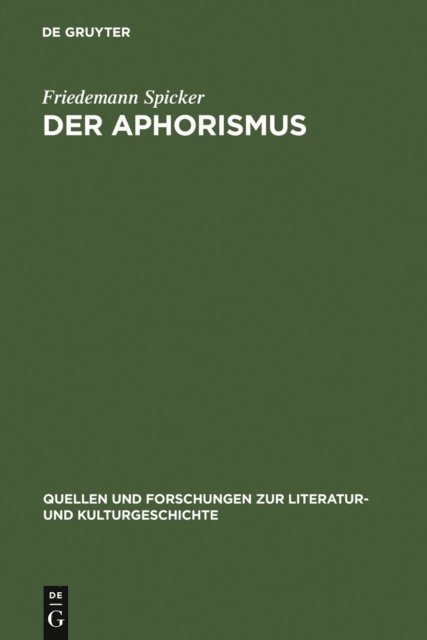 Friedemann Spicker - Der Aphorismus, E-bok