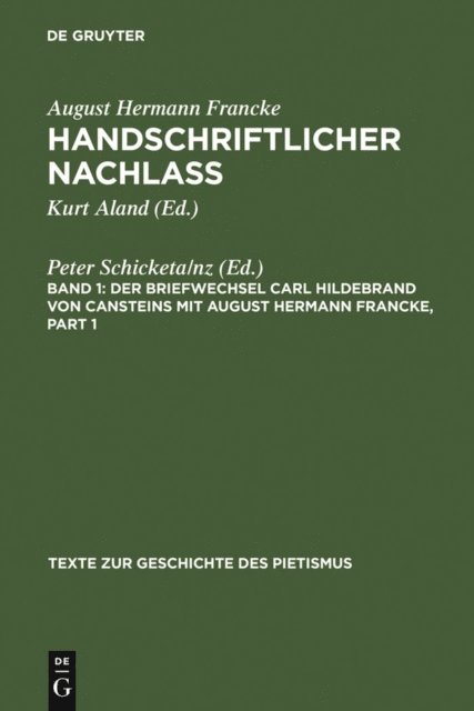 Peter Schicketanz - Der Briefwechsel Carl Hildebrand von Cansteins mit August Hermann Francke, E-bok
