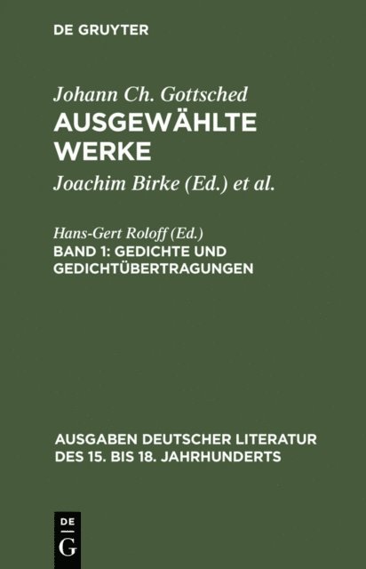 Johann Christoph Gottsched, Joachim Birke - Gedichte und Gedichtübertragungen, E-bok
