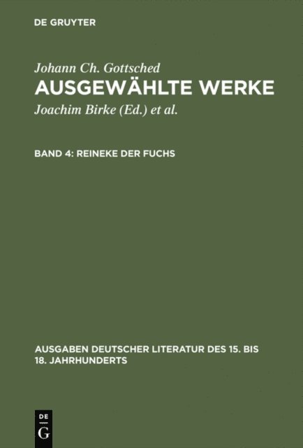 Johann Christoph Gottsched, Joachim Birke - Reineke der Fuchs, E-bok