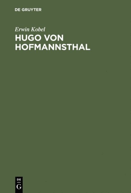 Erwin Kobel - Hugo von Hofmannsthal, E-bok