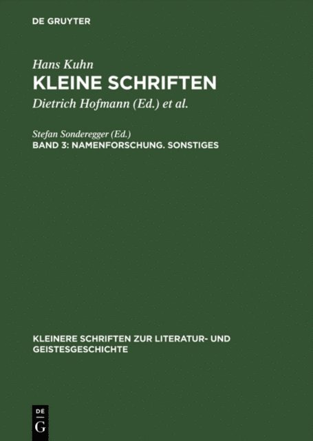 Hans Kuhn, Klaus von See, Wolfgang Lange, Dietrich Hofmann - Namenforschung. Sonstiges, E-bok