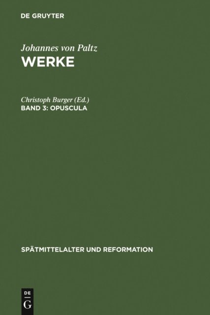 Christoph Burger - Opuscula, E-bok