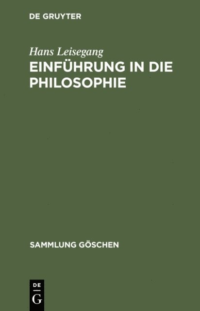 Hans Leisegang - Einführung in die Philosophie, E-bok