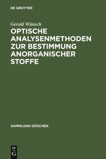 Gerold Wunsch - Optische Analysenmethoden zur Bestimmung anorganischer Stoffe, E-bok