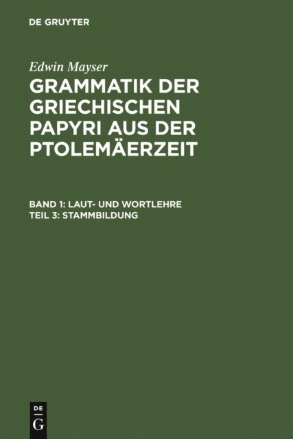 Edwin Mayser - Stammbildung, E-bok