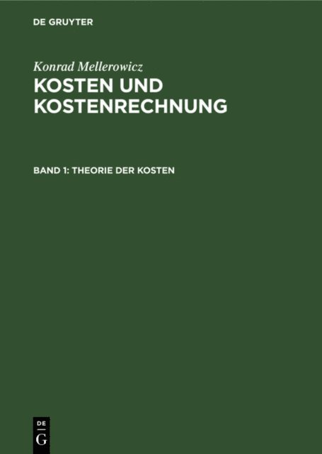 Konrad Mellerowicz - Theorie der Kosten, E-bok