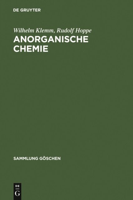 Rudolf Hoppe, Wilhelm Klemm - Anorganische Chemie, E-bok