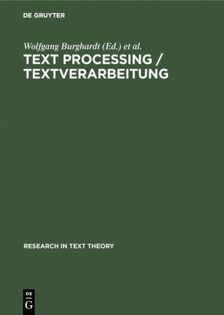 Klaus Holker, Wolfgang Burghardt - Text Processing / Textverarbeitung, E-bok