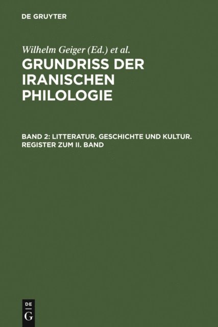 Ernst Kuhn, Wilhelm Geiger - Litteratur, Geschichte und Kultur, Register zum II. Band, E-bok