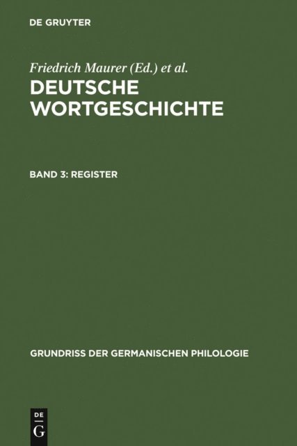 Heinz Rupp, Friedrich Stroh, Friedrich Maurer - Register, E-bok