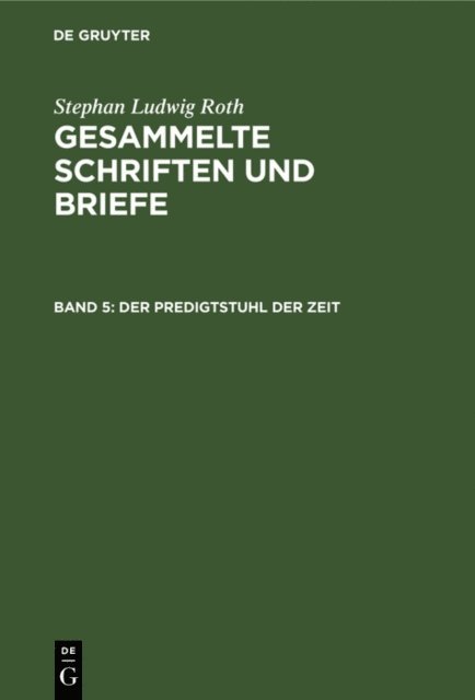 Stephan Ludwig Roth, Otto Folberth - Der Predigtstuhl der Zeit, E-bok